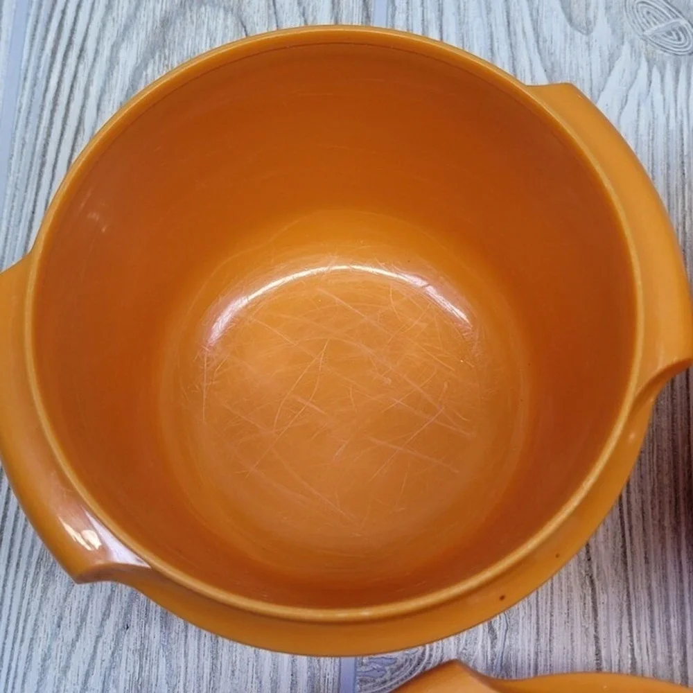 3 Tupperware 886-12 Servalier Food Storage Container Bowl Harvest Orange Vtg‎